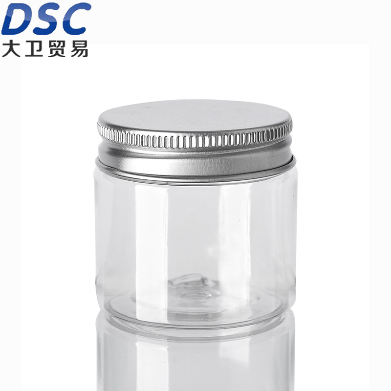 Plastic Food Airtight Storage Jars with Aluminum Lids Wide Mouth Containers Seasoning Bins Organizer 50ml Clear Bottle
