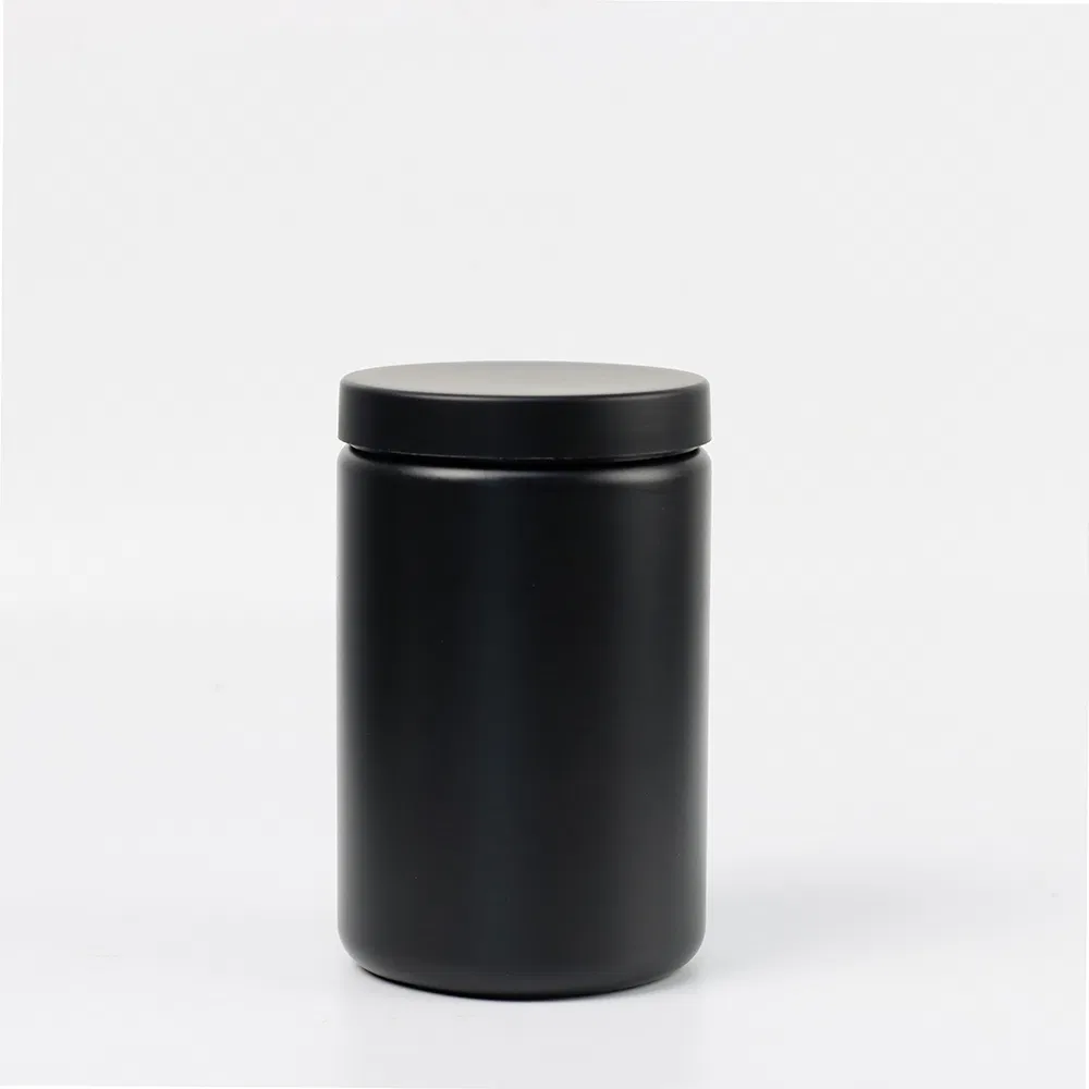Black 500ml 600ml 900ml 1000ml Plastic Powder Jars Food Grade HDPE Bottle Jar