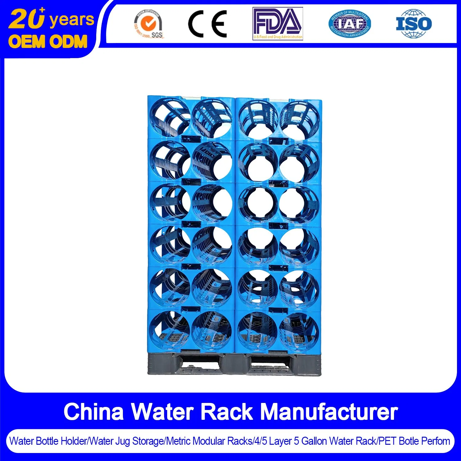 Food Grade Material HDPE 5 Gallon 20 LTR Plastic Water Rack for Safe Storage of Drinking Water Bottles in Commercial Establishments