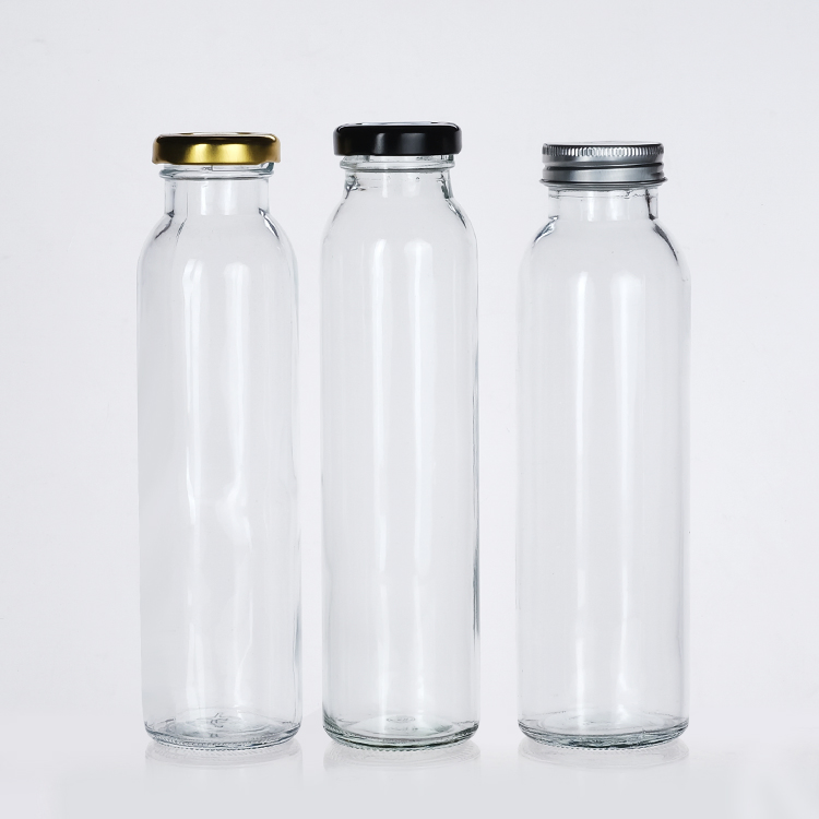 Wholesale Clear Glass Beverage Bottles with Lids for Juice Packaging