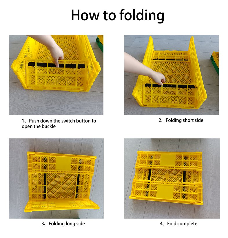 Transport Moving Logistic Mesh Stackable Nestable Fruit Vegetable Bottle Egg Foldable Agriculture Turnover Storage Collapsible Plastic Crate Manufacturer