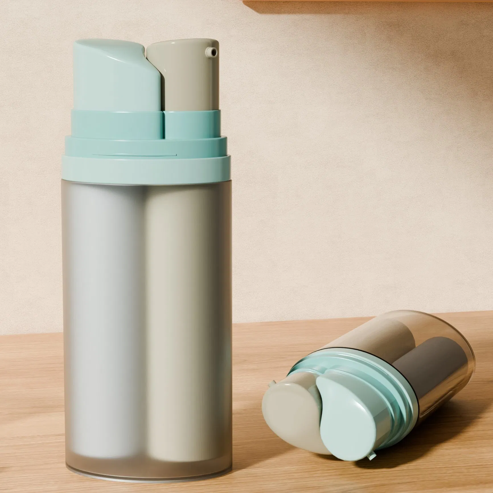 15 Ml Morning and Evening Cream Dual Compartment Lotion Pump Plastic Bottle