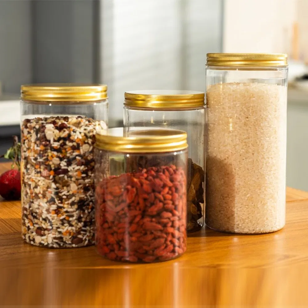 Food-Grade Material Transparent Sealed Jar with Lid Sealing Gasket Moisture-Proof Biscuit Barrel Sealed Storage Jam Pet Plastic Bottle