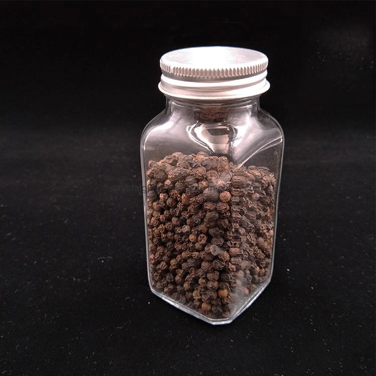 120ml Clear Square Glass Spice&Salts Jars Bottles for Seasoning with Metal and Plastic Shaker