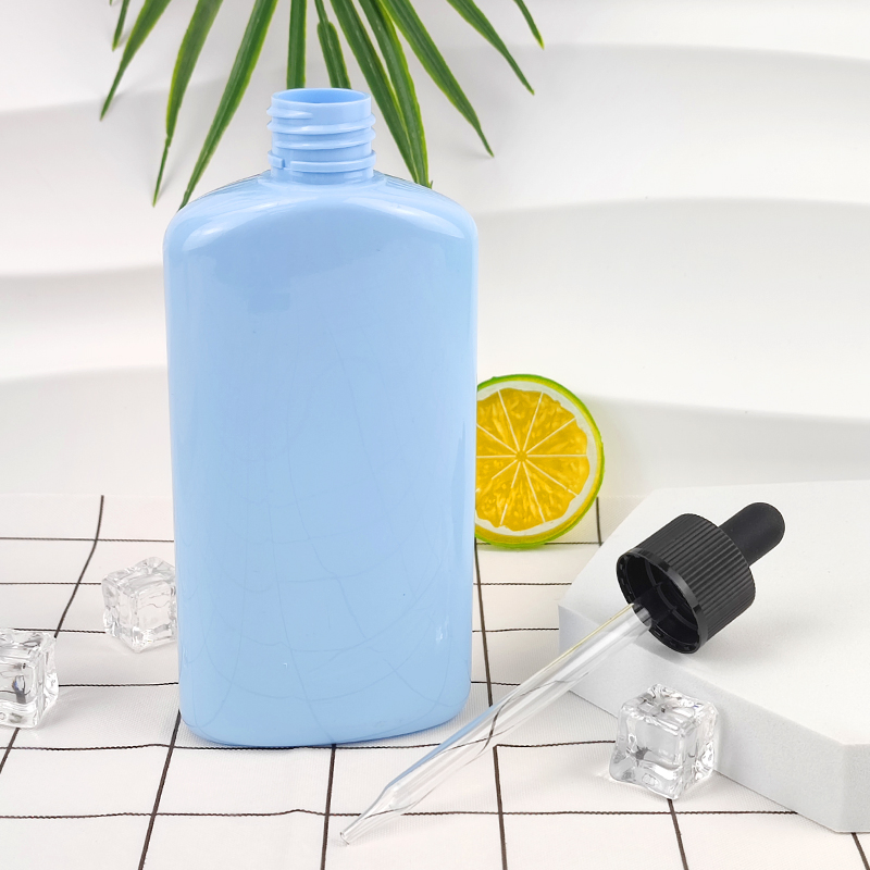 Wholesale Luxury 220ml Square Hair Serum Empty Refill Plastic Bottle Perfume Essential Oil Bottle with Dropper Cap