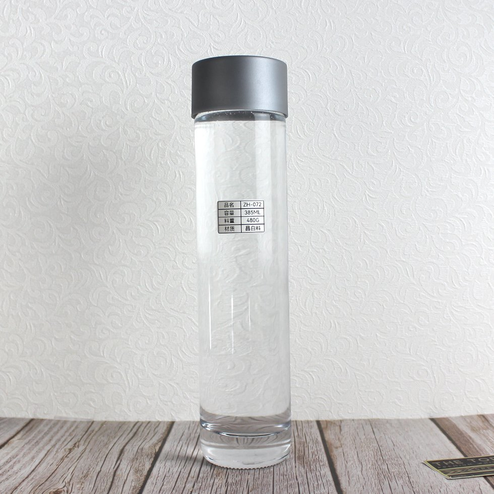 Competitive Price Transparent Voss Mineral Water Bottle Screen Printing 800ml 500ml 385ml 100ml High Flint Juice Drink Beverage Glass Bottle with Plastic Cap