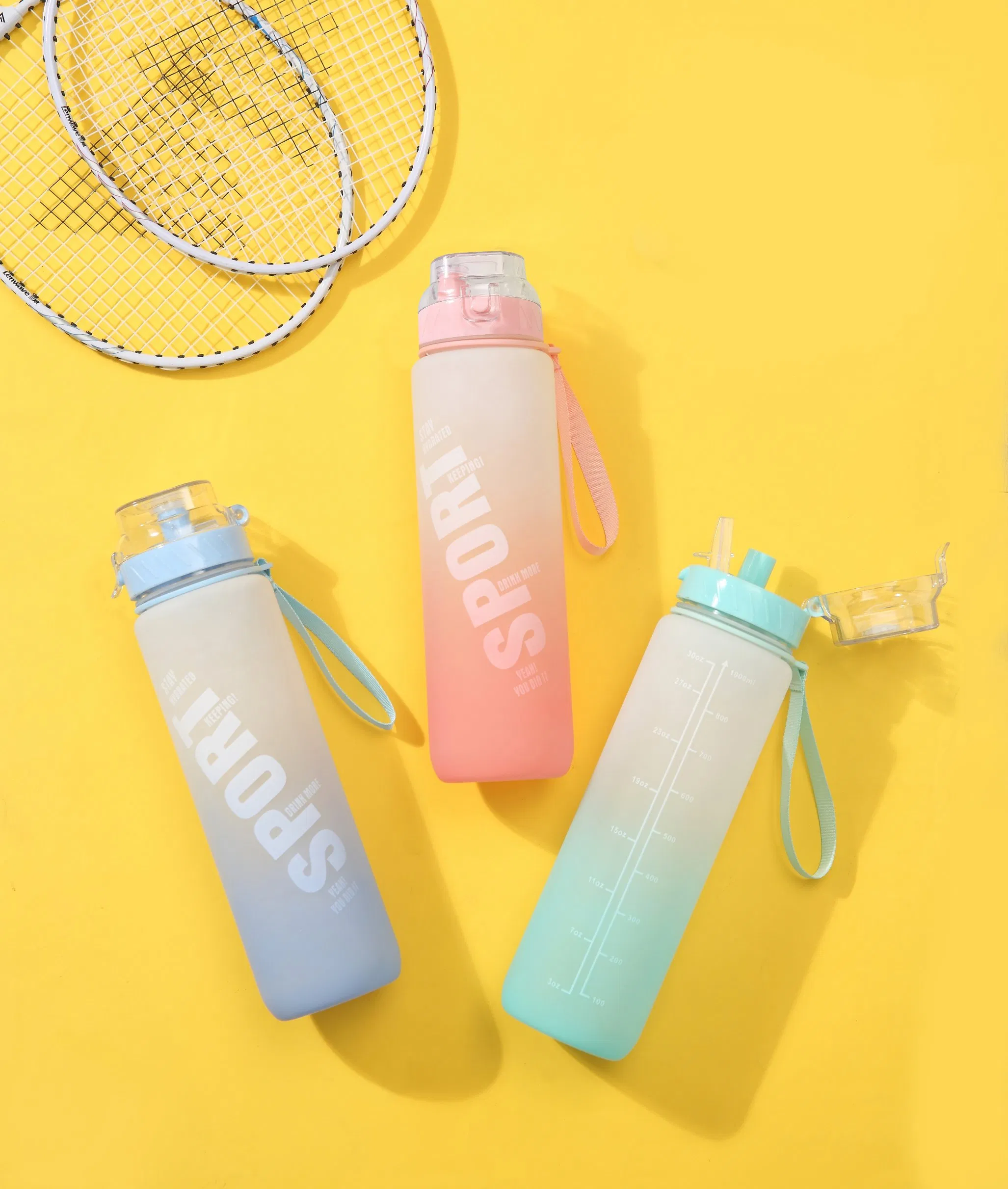 Gradient Colored Plastic Water Bottle Portable Large Capacity Kettle