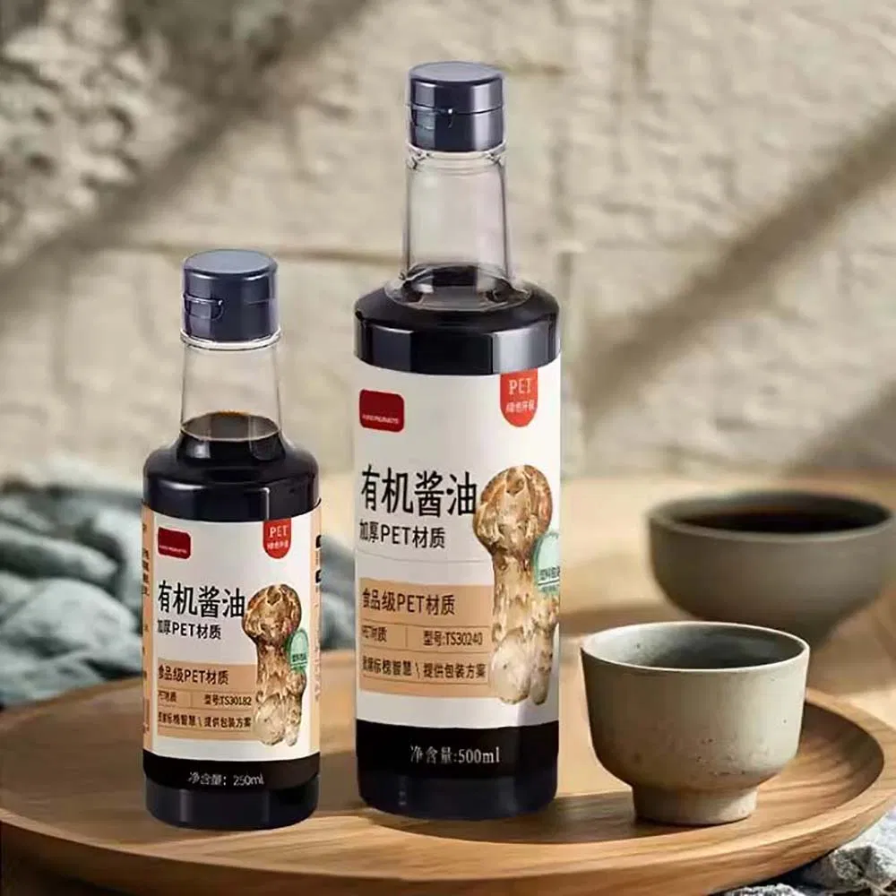 Customed Plastic Soy Sauce Bottle Vinegar Cooking Oil Packaging Pet Disposable Cap