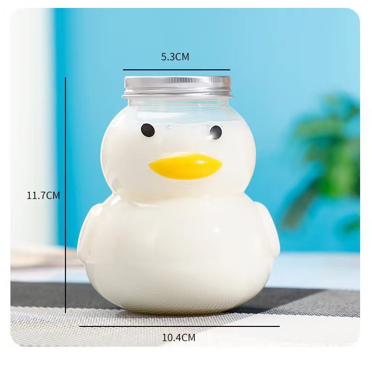 Cartoon Bear Design Disposable Pet Plastic Milk Tea Bottle Takeout Packaging for Fruit Tea Beverages Water Bottle Plastic Bottle Cosmetic Bottle Pet Bottle