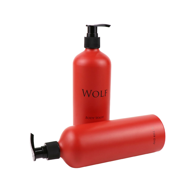 Full Colored Empty Aluminum Shampoo Bottle with Plastic Lotion Pump