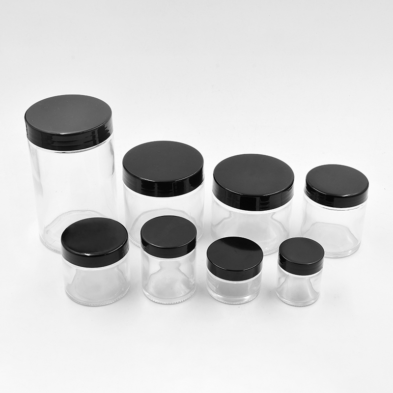 Empty Wide Mouth Flint Glass Storage 100g Jar with Plastic Cap for Medicine Food Jam Cosmetic Packing Cream Candle Flower