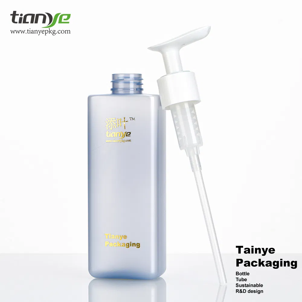 Recyclable Portable 300ml Rectangle Pet Shampoo Body Cleanser Cosmetic Packaging Lotion Pump Bottle