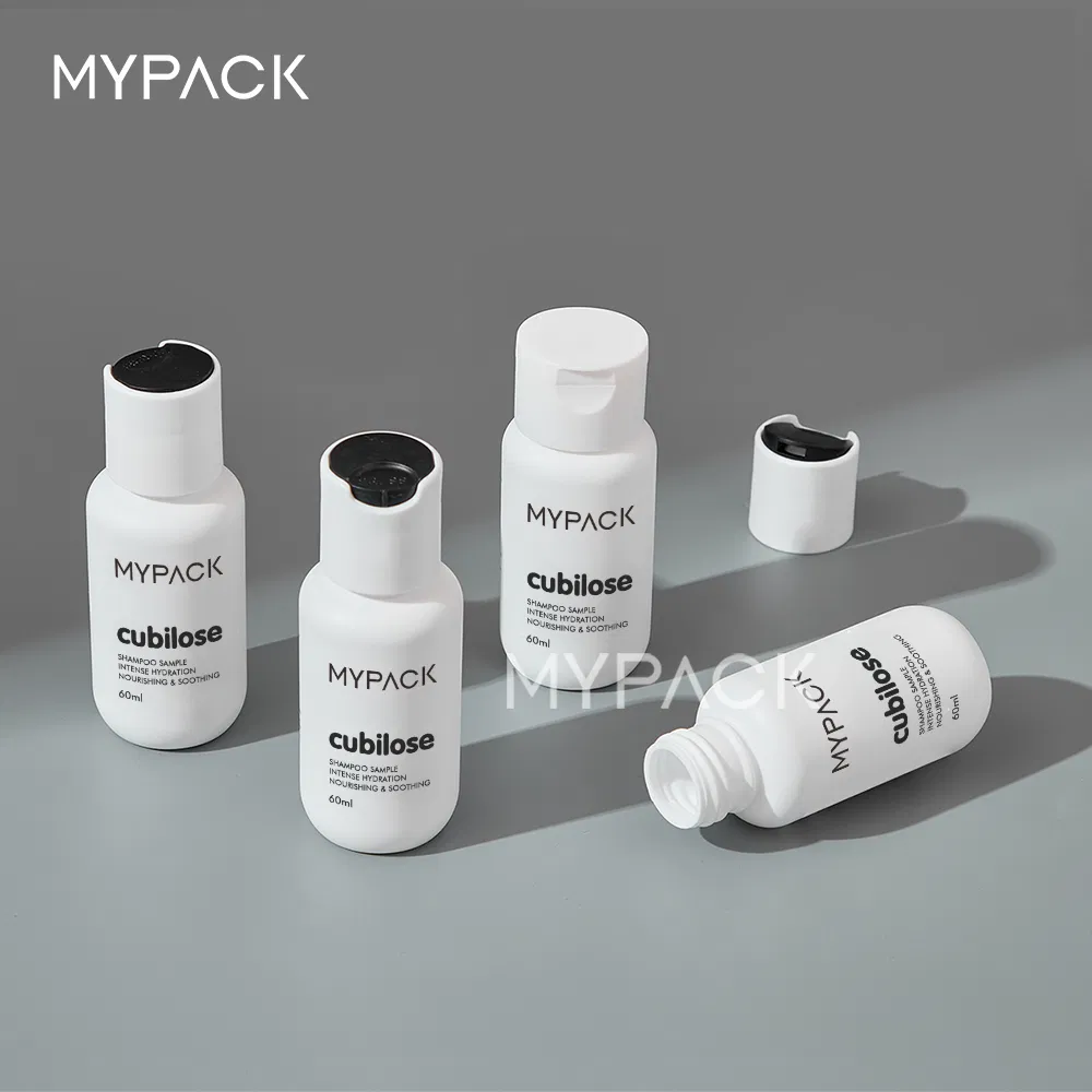 MYPACK Travel Size 60ml White HDPE Plastic Bottle with Cap Small Lotion Bottle for Shampoo and Conditioner