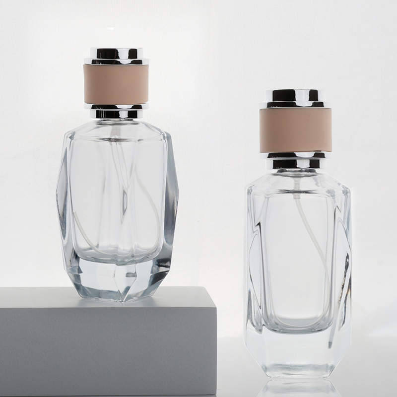 Luxury Portable 50ml Empty Refill Glass Perfume Bottle with Plastic Cap Fragrance Atomiser