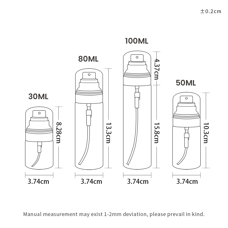 Factory OEM ODM Plastic Spray Bottle Set with 360° Mist Spraeyr Pump Cosemtic Packaging for Setting Spray
