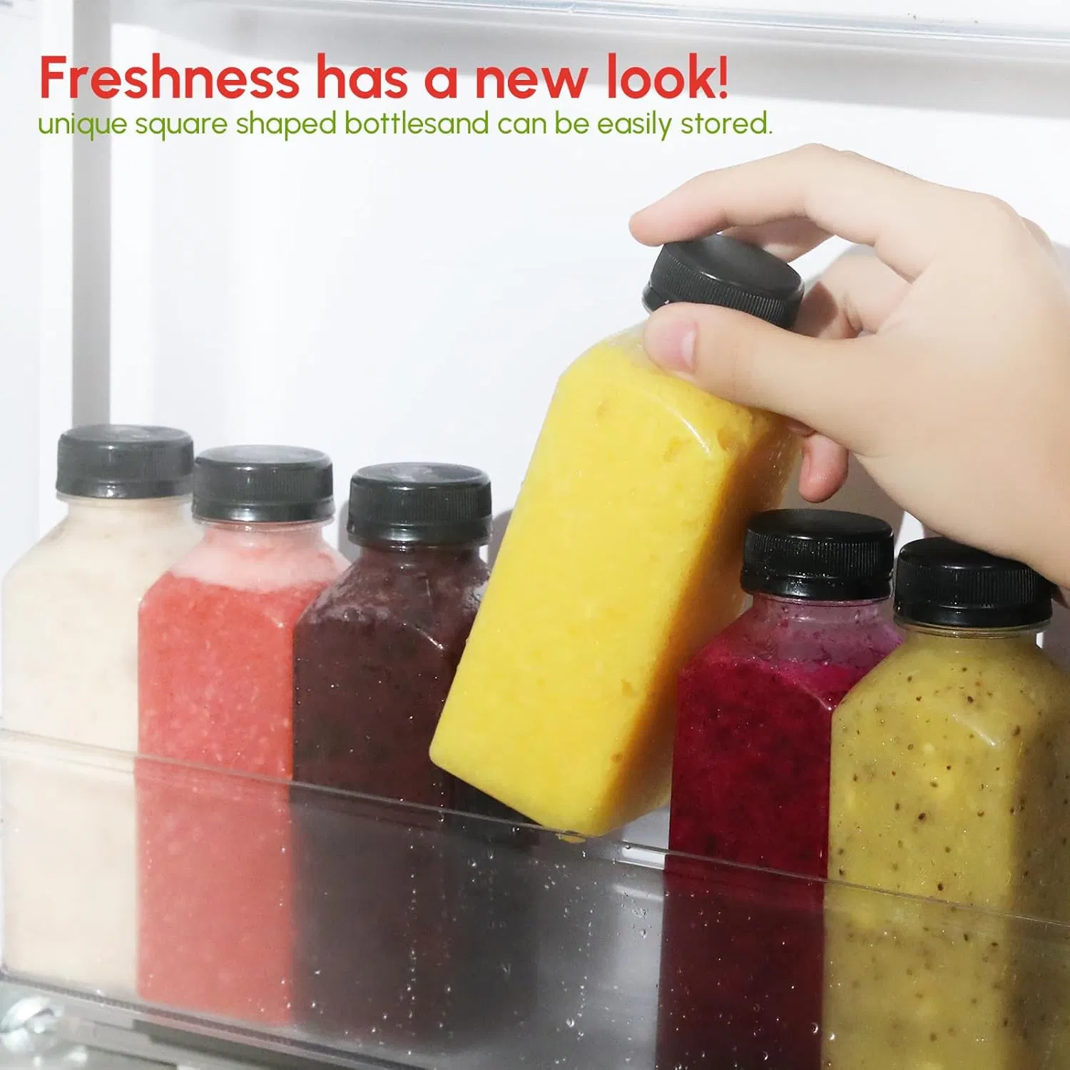 Juice Bottles for Juicing with Caps Clear Empty Plastic Bottles for Juice, Juicer Bottles, Smoothie, Reusable Juice Containers Disposable Drink Bottles