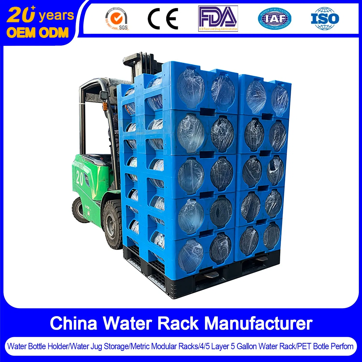 Food Grade Material HDPE 5 Gallon 20 LTR Plastic Water Rack for Safe Storage of Drinking Water Bottles in Commercial Establishments