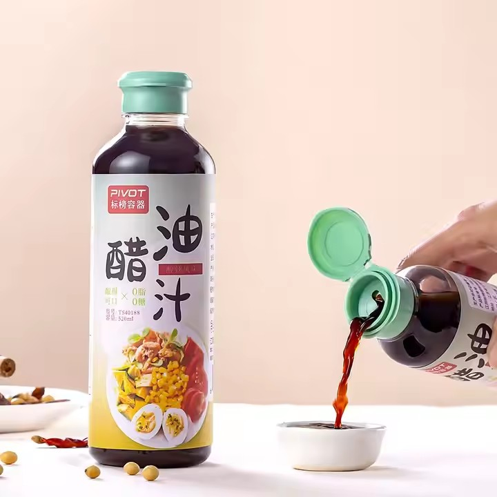 Customed Plastic Soy Sauce Bottle Vinegar Cooking Oil Packaging Pet Disposable Cap