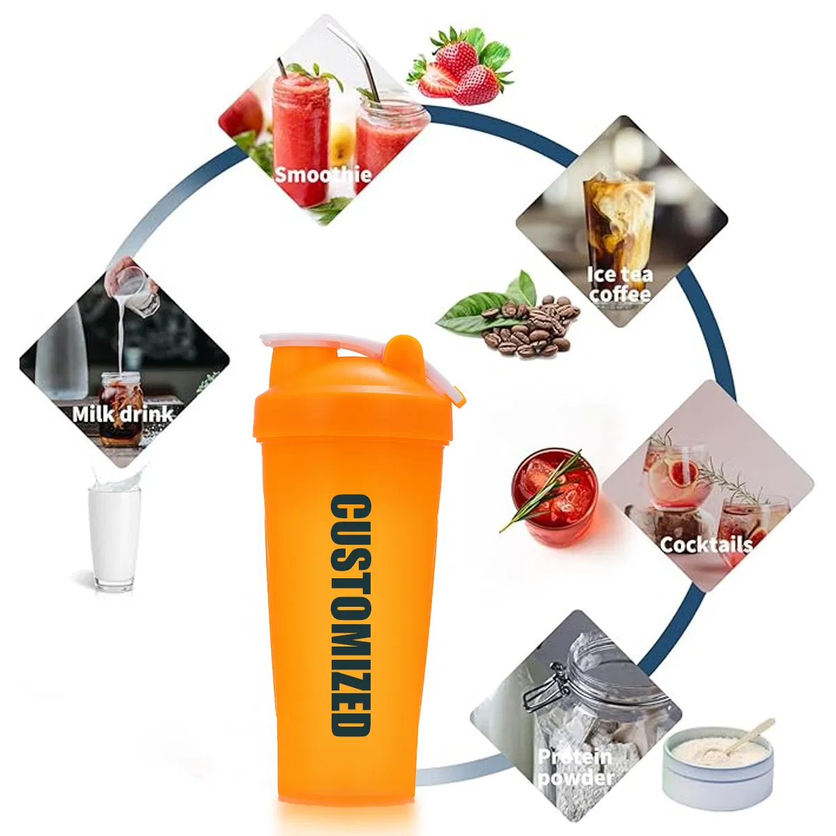 Customized Plastic Mix Cup Fitness Protein Powder Shaker Bottle Gym Sports Clear Water Bottles