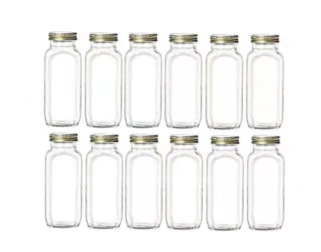 350ml Beverage French Square Bottle with White or Black Plastic Cap