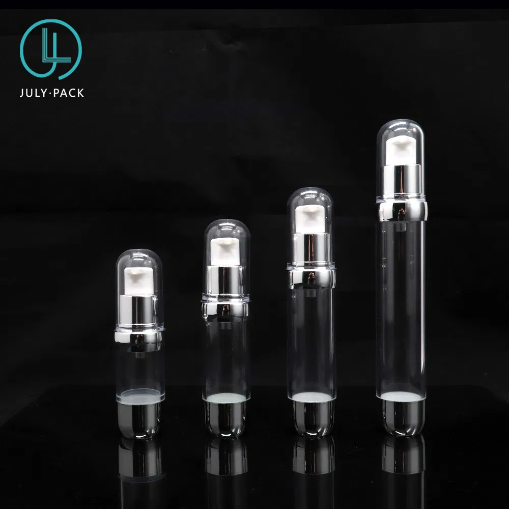 Wholesale Metallic Silver Color as Plastic Airless Bottle 10ml/15ml/20ml/30ml for Cosmetic Packaging