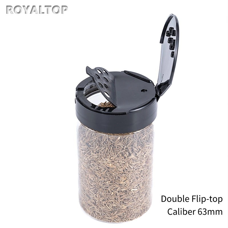 Bulk Empty Container Round Plastic Spice Powder Jar Pet Plastic Seasoning Packaging Bottle with Black Spices Shaker Lid