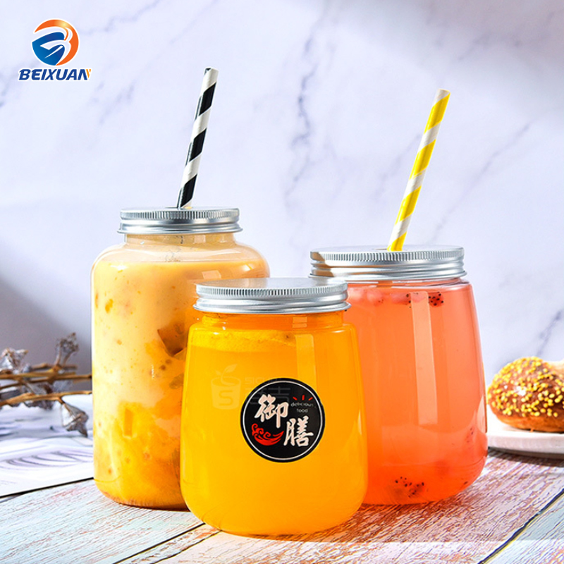 BPA Free Disposable Plastic Pet Boba Drink Juice Bottle for Thai Tea Beverage