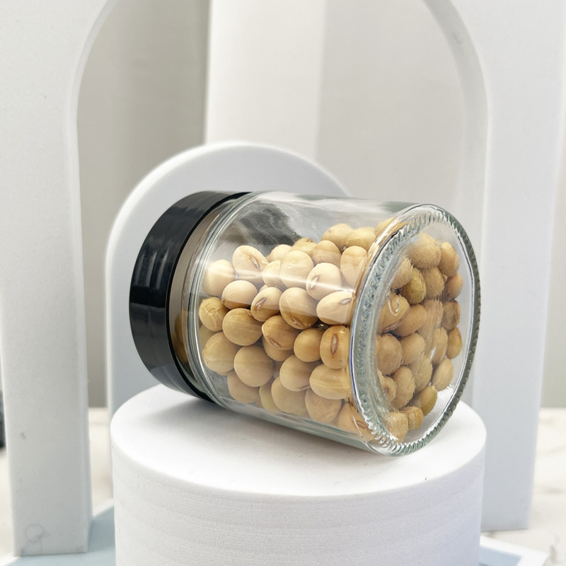 Wholesale Wide Mouth Food Storage Container Jam Honey Clear Glass Jar with Plastic Screw Lid