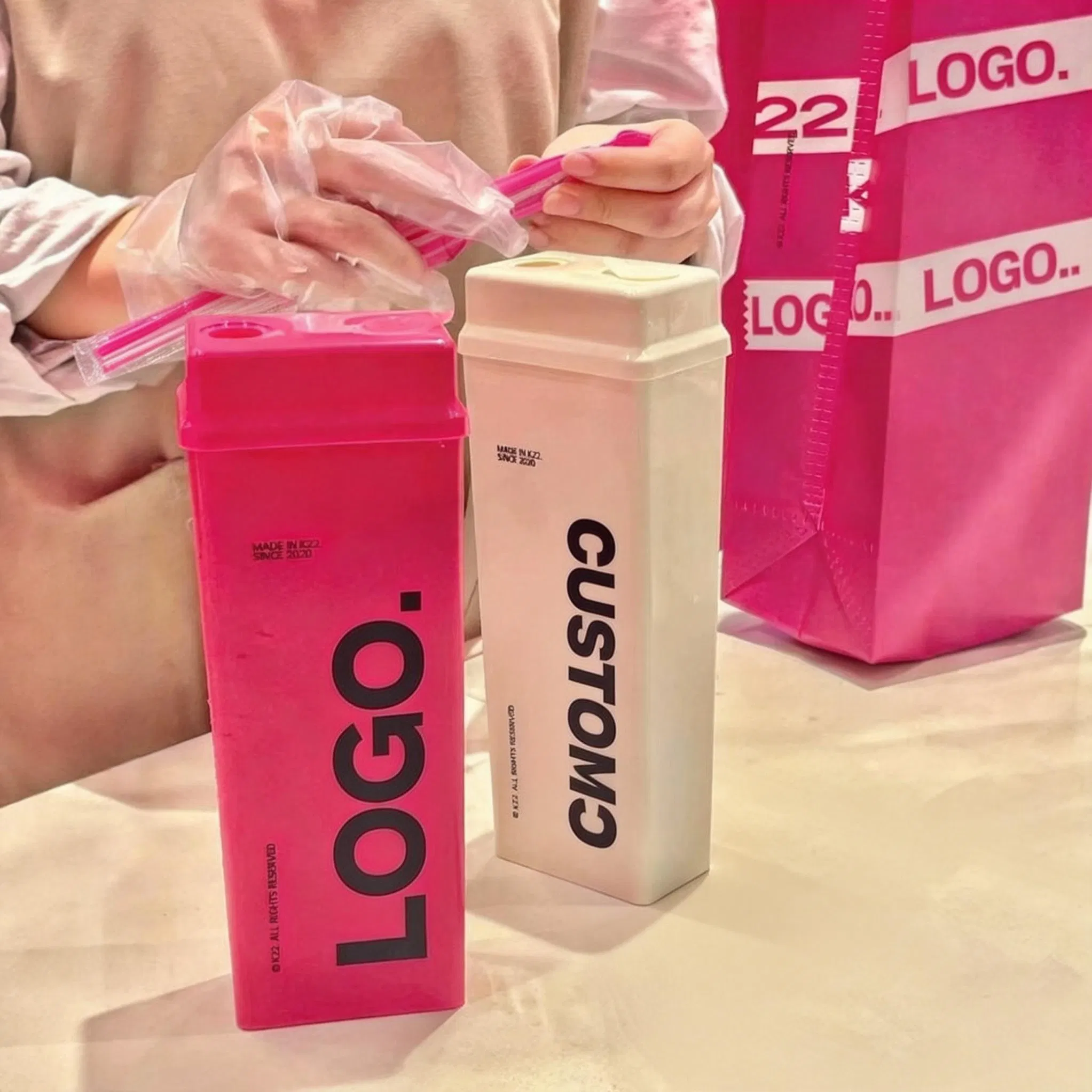 New 16oz 500ml PP Plastic Disposable OEM Square Brick Shaped Beverage Packaging Drink Milk Tea Yogurt Juice Bottle