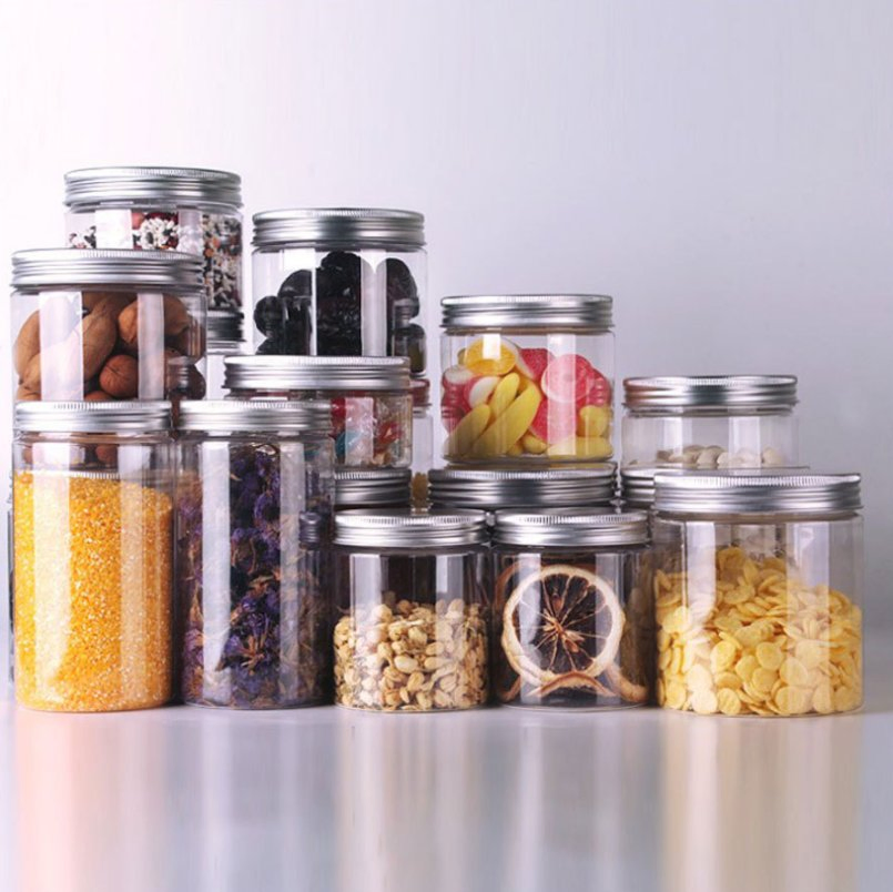 Pet Plastic Wide Mouth Food Grade Transparent Jars with Lids Packaging