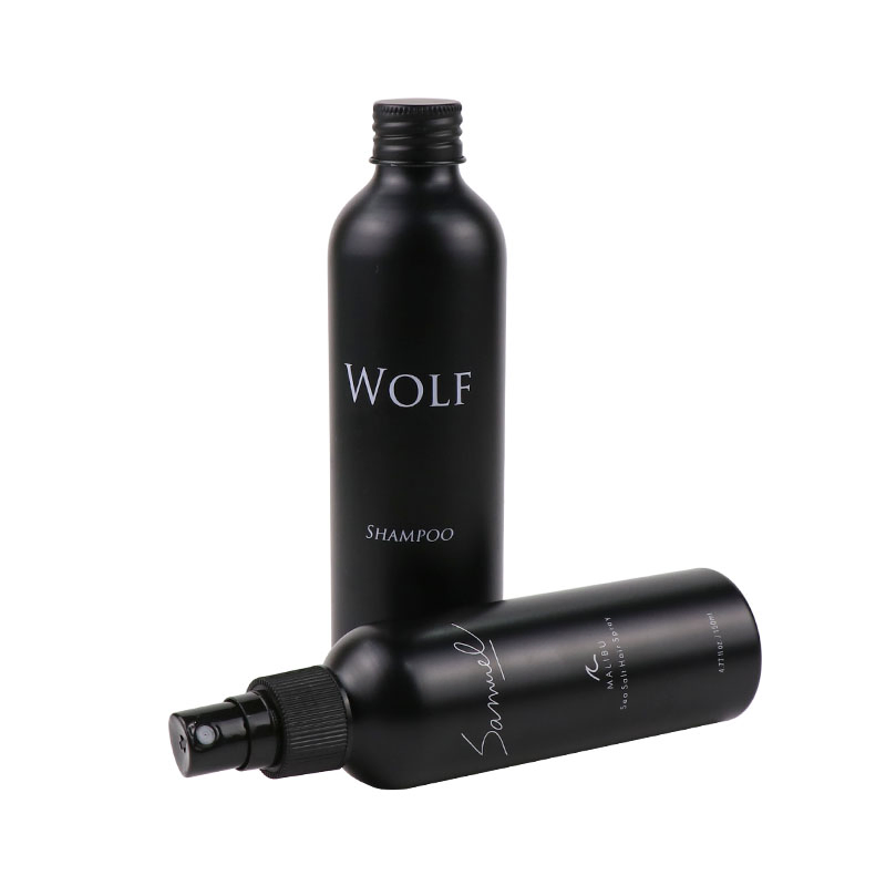 Full Colored Empty Aluminum Shampoo Bottle with Plastic Lotion Pump