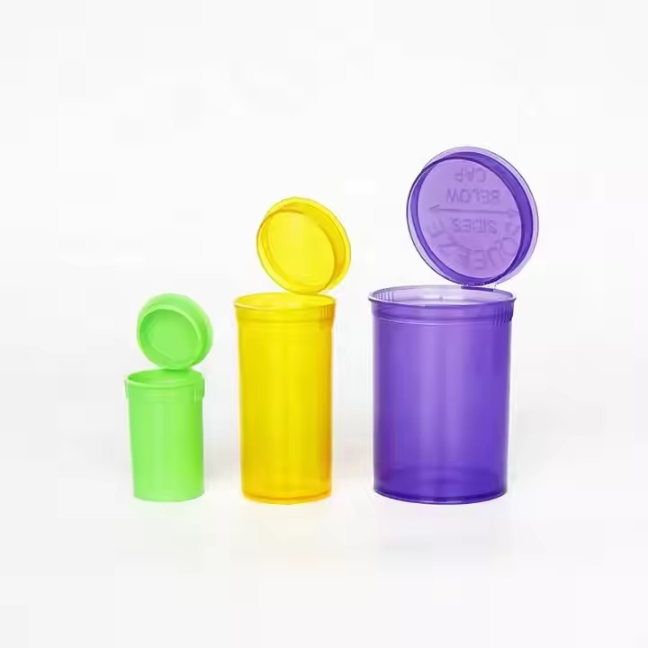 Child Resistant Proof Colorful Flip Cap Pop Top Vials 6 13 19 30 60 Dr DRAM Medical Tubes Pharmacy Dispensary Plastic Containers Squeeze Bottles