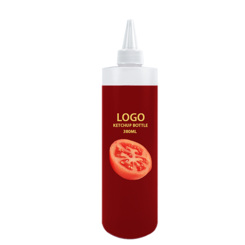 Food Grade LDPE Soft Nozzle Bottle 380ml Empty Plastic Sauce Squeeze Bottle with Twist off Cap