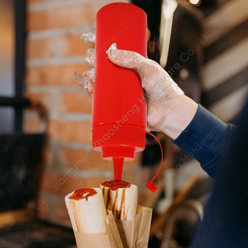 Condiment Containers Sauces Ketchup Dispenser Pancake Mustard Plastic Squirt Squeeze Bottle with Nozzle