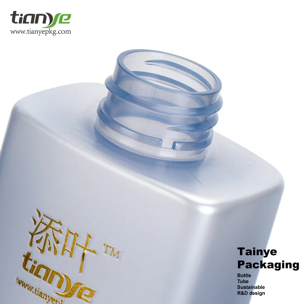 Recyclable Portable 300ml Rectangle Pet Shampoo Body Cleanser Cosmetic Packaging Lotion Pump Bottle