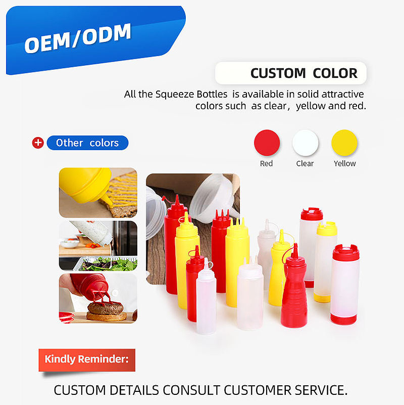 Factory Best Quality Sauce Bottle with 3 Holes Plastic Squeeze Sauce Bottle 12oz Sauce Sqeeze Bottles