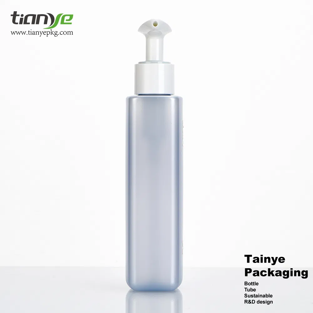 Recyclable Portable 300ml Rectangle Pet Shampoo Body Cleanser Cosmetic Packaging Lotion Pump Bottle