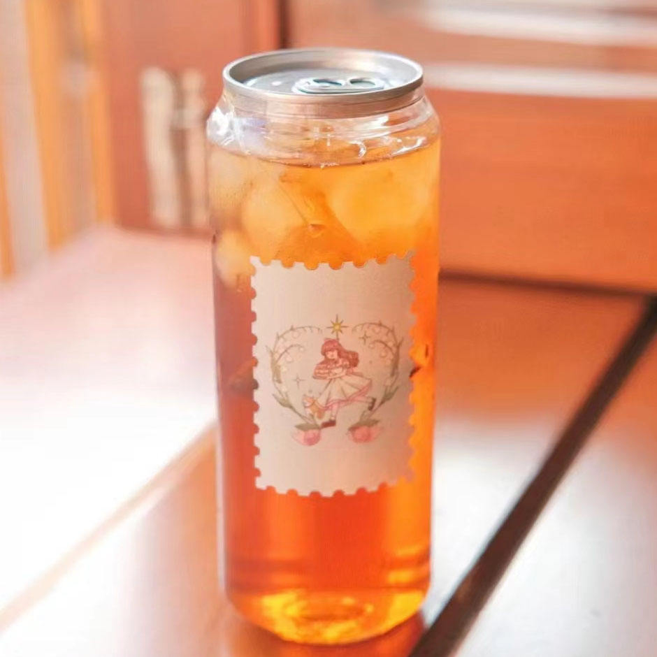 16oz 500ml Customized Round Plastic Juice Bottle Transparent Pet Milk Tea Juice Beverage Drink Disposable Bottle with Lids