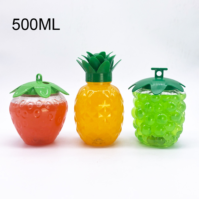 500ml BPA Free Fruit Pineapple Shaped Plastic Drinking Cup Drinking Water Bottle with Straw Lid