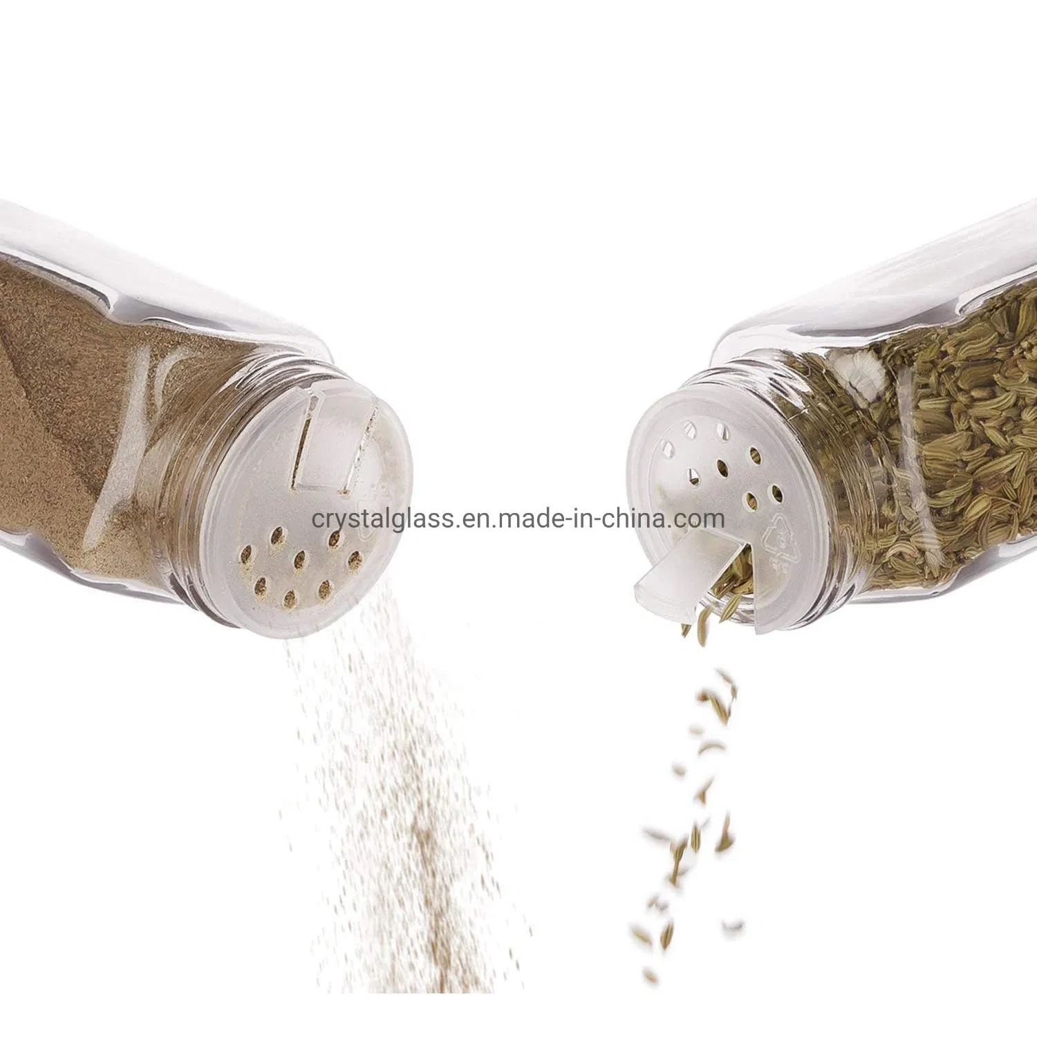 120ml Clear Square Glass Spice&Salts Jars Bottles for Seasoning with Metal and Plastic Shaker