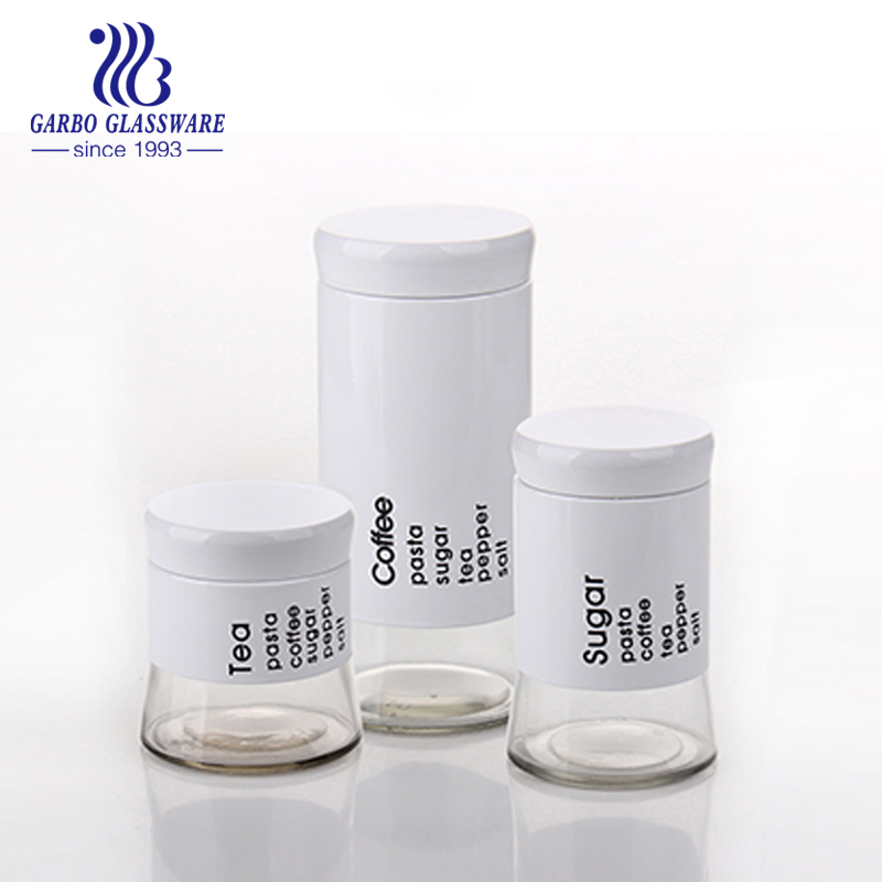 Wholesale Cheap Stocked 3PCS Different Sizes Glass Storage Peanut Cookie Kitchen Storage Jar Bottle with Colored Customized Color Green Plastic Lid for Home Use