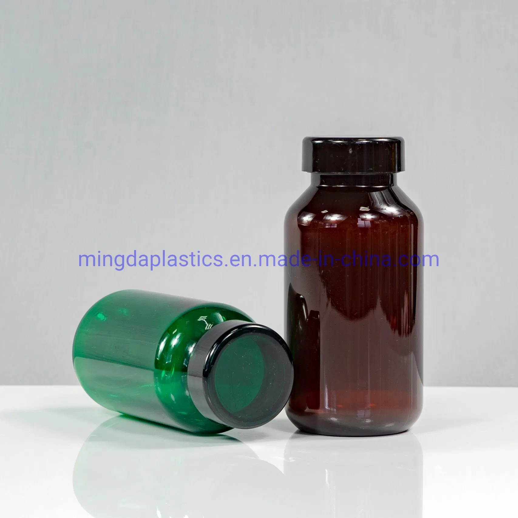 Pet 175ml Prescription Packaging/Food Grade Plastic Medicine Sloping Shoulder Bottle PCR Material
