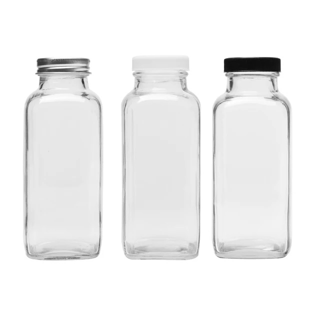 350ml Beverage French Square Bottle with White or Black Plastic Cap