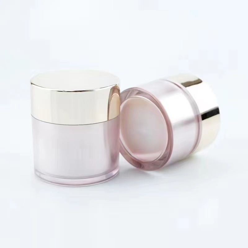 Trendy 30g 50g 80g 100ml Refillable Cute Cosmetic Containers Luxury Rose Gold Color as Material Plastic Bottle Creamjar for Personal Care Set