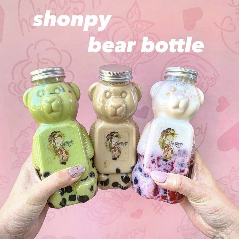 Wholesale 500ml Bear Shaped Disposable Plastic Bottle for Beverage