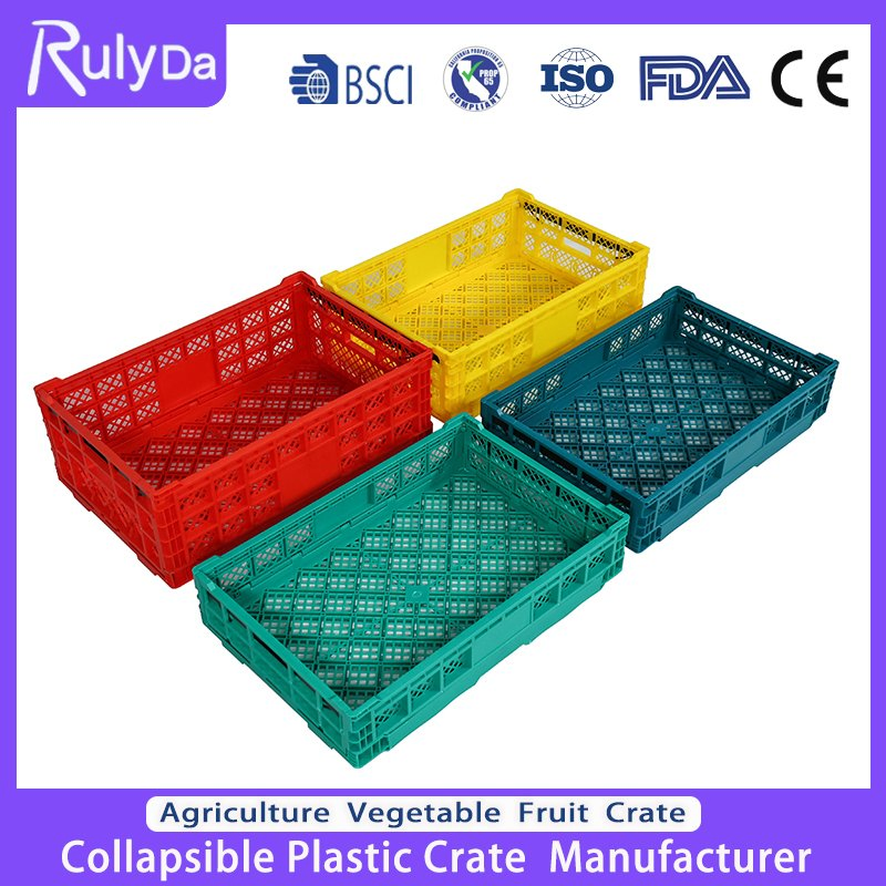 Transport Moving Logistic Mesh Stackable Nestable Fruit Vegetable Bottle Egg Foldable Agriculture Turnover Storage Collapsible Plastic Crate Manufacturer