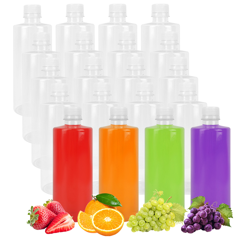 Factory Wholesale 500ml Clear Food Grade Pet Beverage Plastic Juice Drinking Bottle with Screw Cap