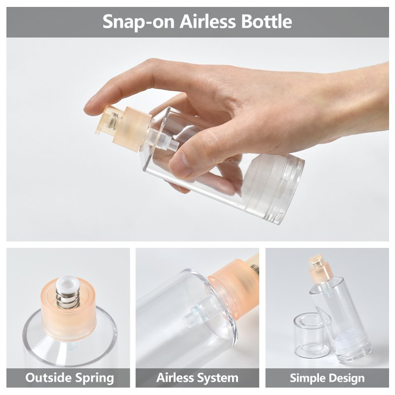 Crimp 15ml 30ml 50ml Skincare Essential Oil Serum Container Plastic Airless Cosmetic Cream Lotion Pump Bottle by Kinpack