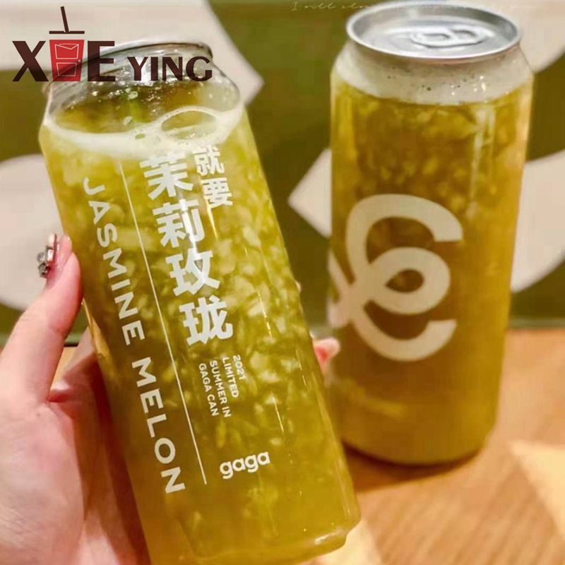 Disposable Custom Clear Plastic Drink Soda Cans with Aluminum Lids