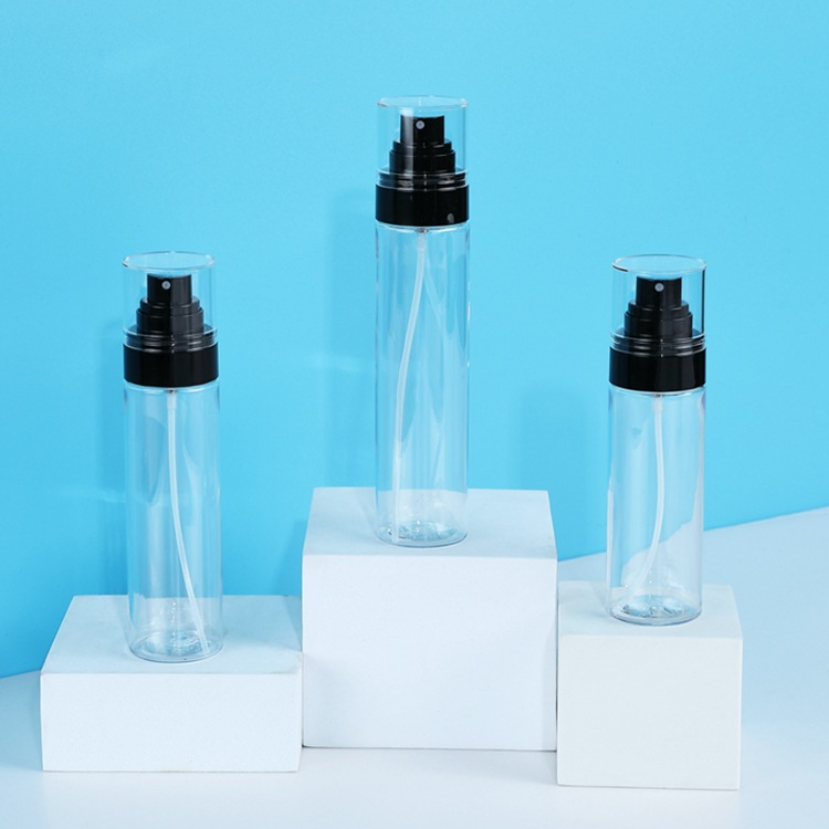 Wholesale Stock Customized 80/100/120ml Cosmetic Packing Container Empty Clear Transparent Makeup Mist Spray Plastic Perfume Bottle